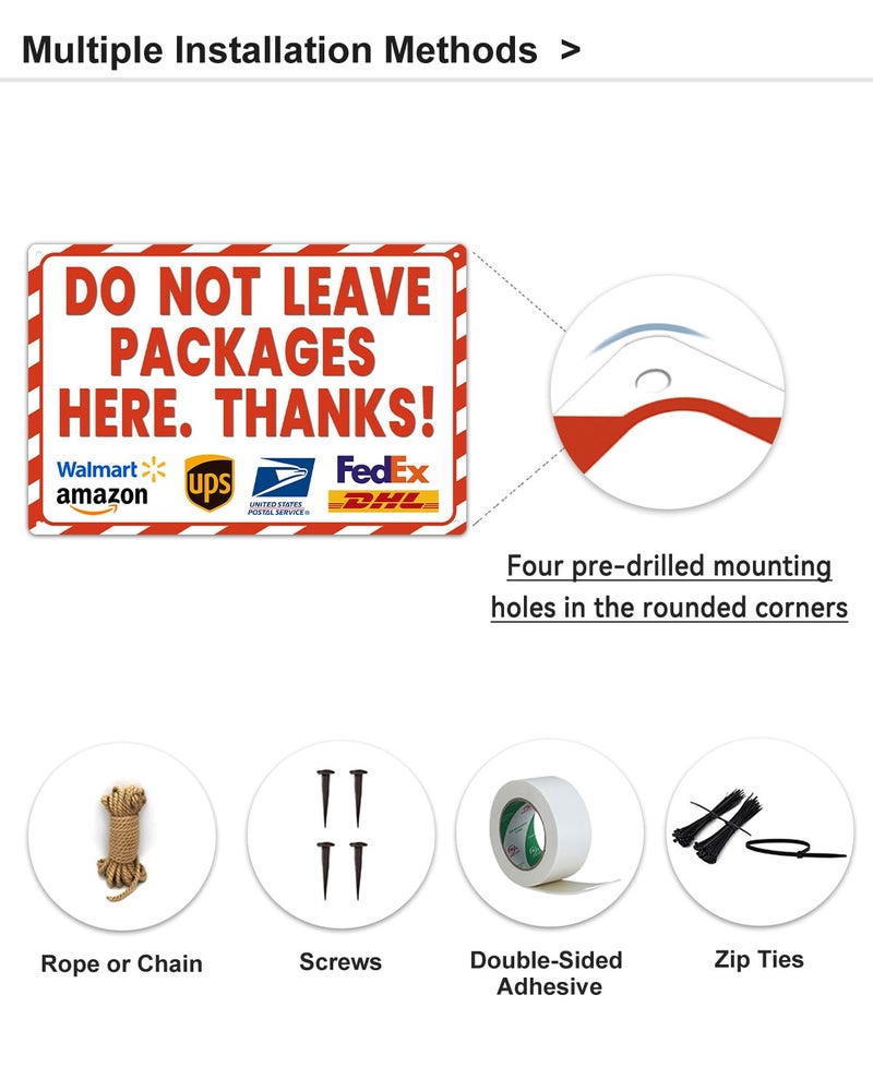 ALKB Package Delivery Sign for Outdoor Use - Do Not Leave Packages Here Thanks - 8x12 Inch Delivery Signs for Package - Image 5